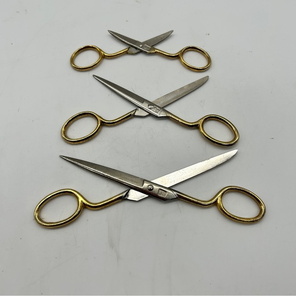 Lot 3 Scissors Solingen Germany Palm Tree Gold Silver - Picture 13 of 13